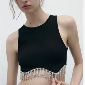 Zara SEAMLESS RHINESTONE TOP